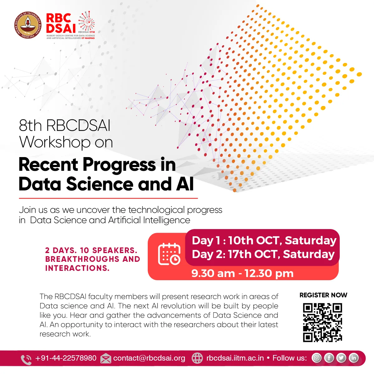 Eighth RBCDSAI Workshop on Recent Progress in Data Science and AI