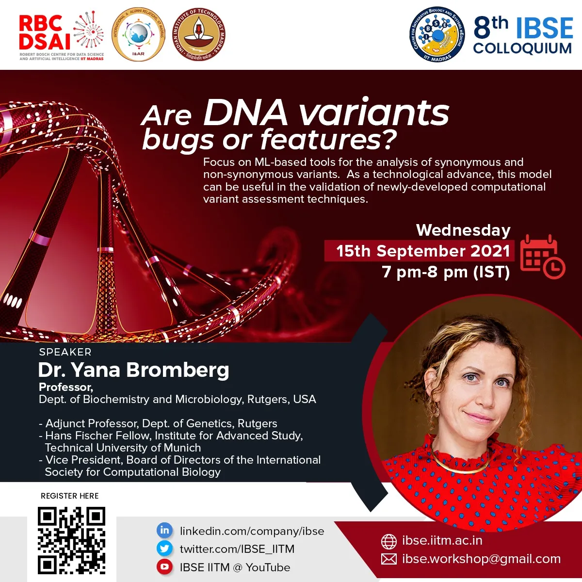 Eighth IBSE Colloquium by Prof. Yana Bromberg
