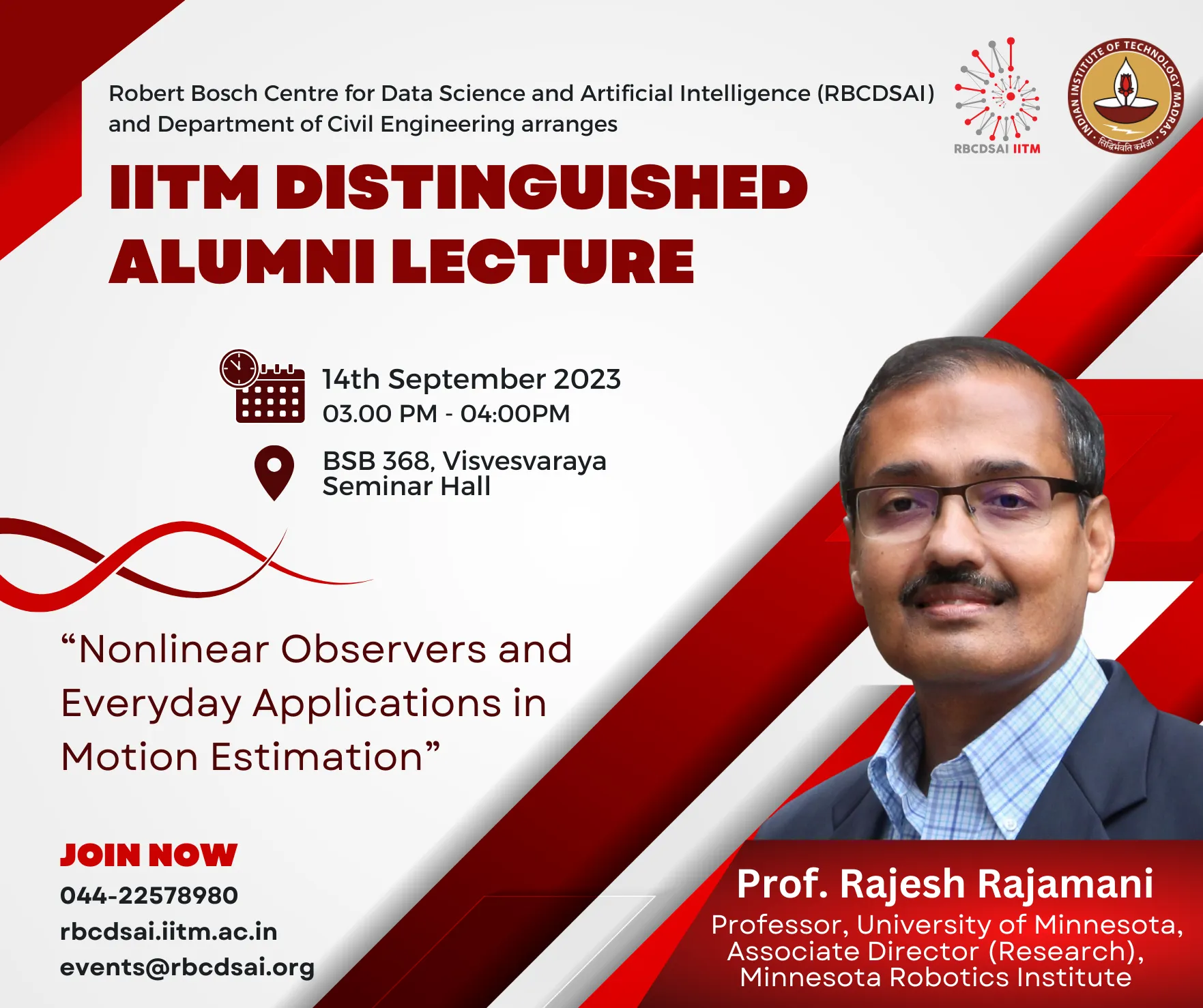 IITM Distinguished Alumni Lecture - Prof.Rajesh Rajamani
