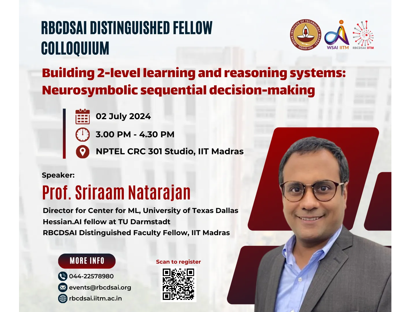 RBCDSAI Distinguished Fellow Colloquium by Prof. Sriraam Natarajan