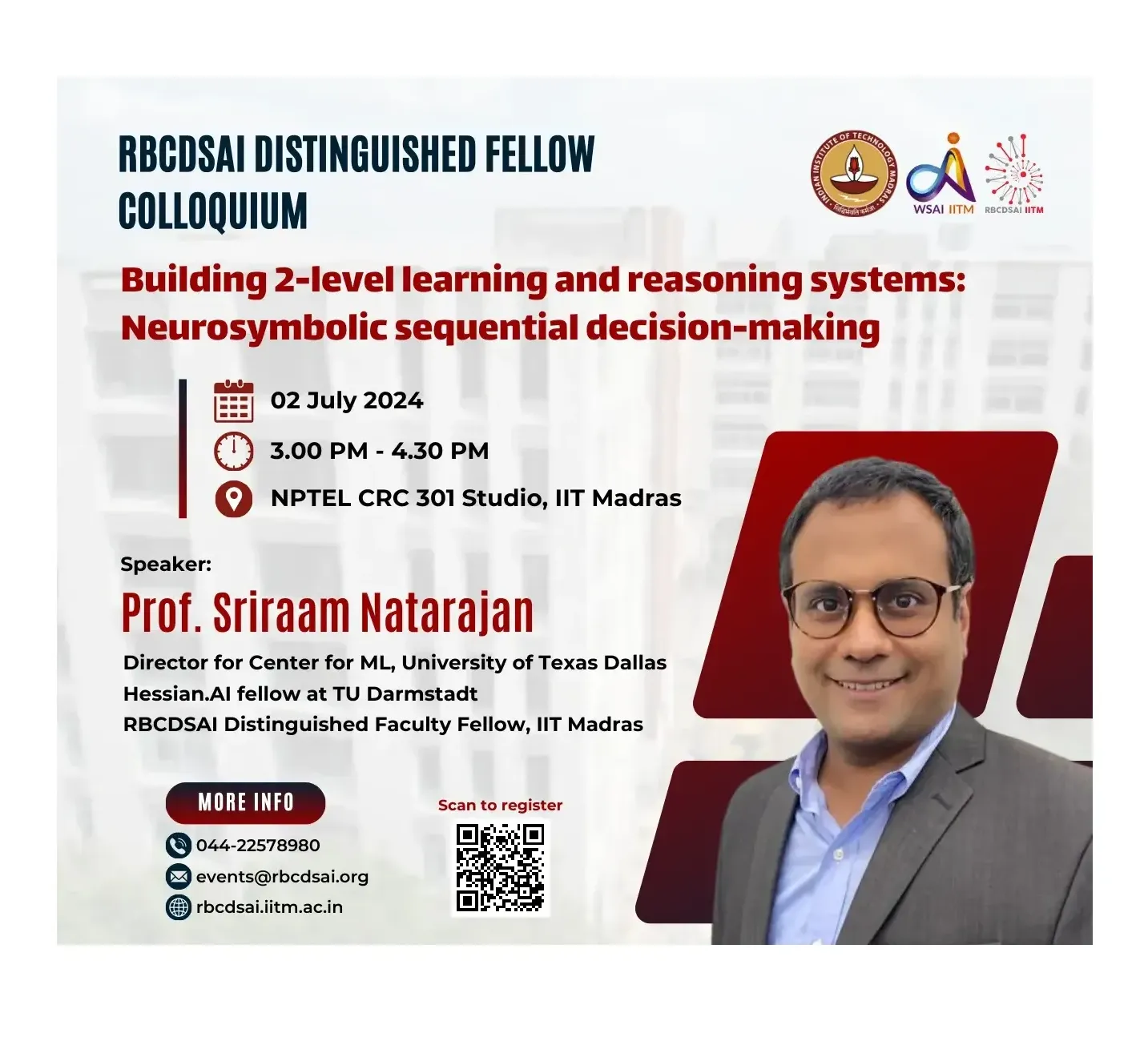 RBCDSAI Distinguished Fellow Colloquium by Prof. Sriraam Natarajan