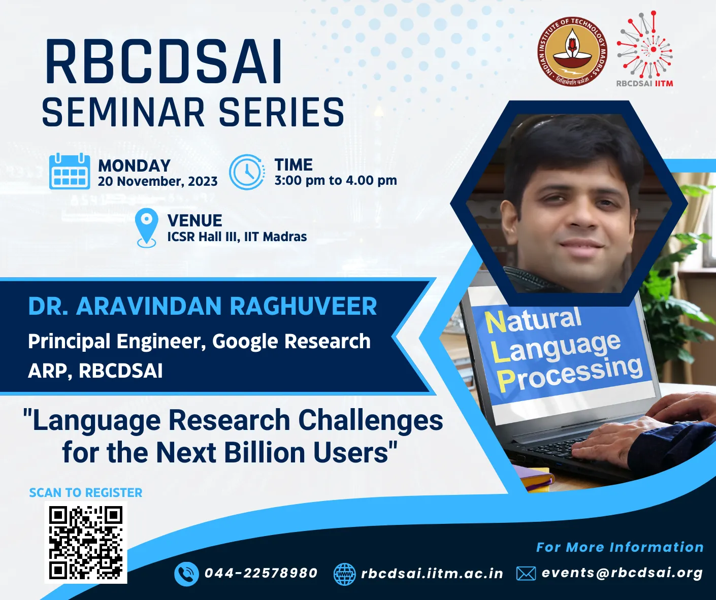 RBCDSAI Seminar Series - Dr. Aravindan Raghuveer