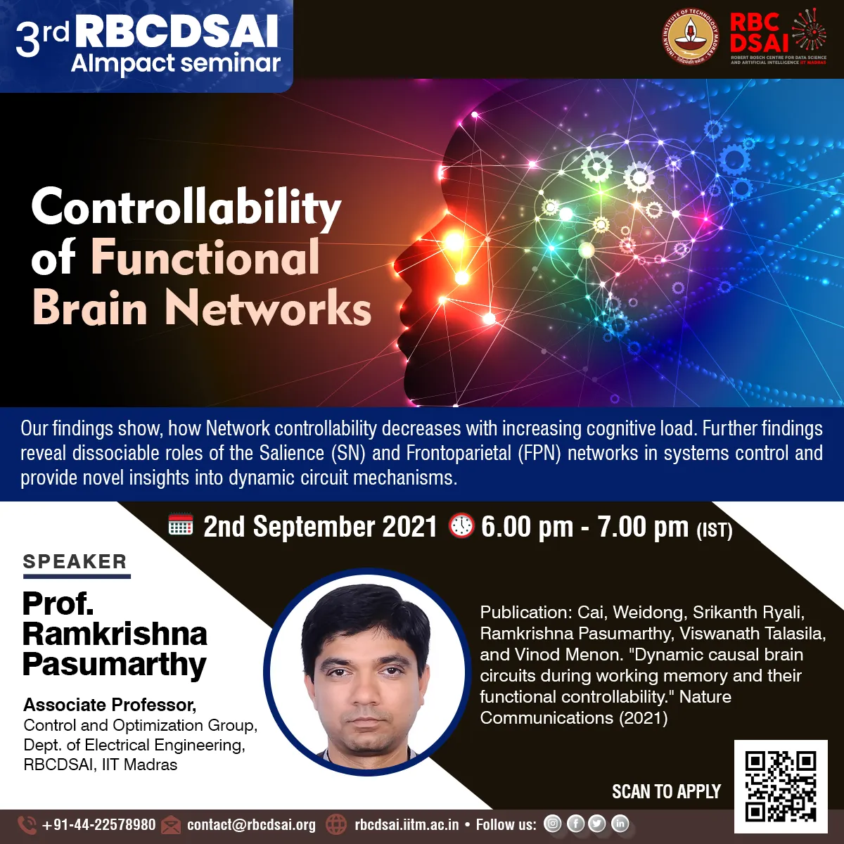 Third RBCDSAI AImpact Seminar by Prof. Ramkrishna Pasumarthy