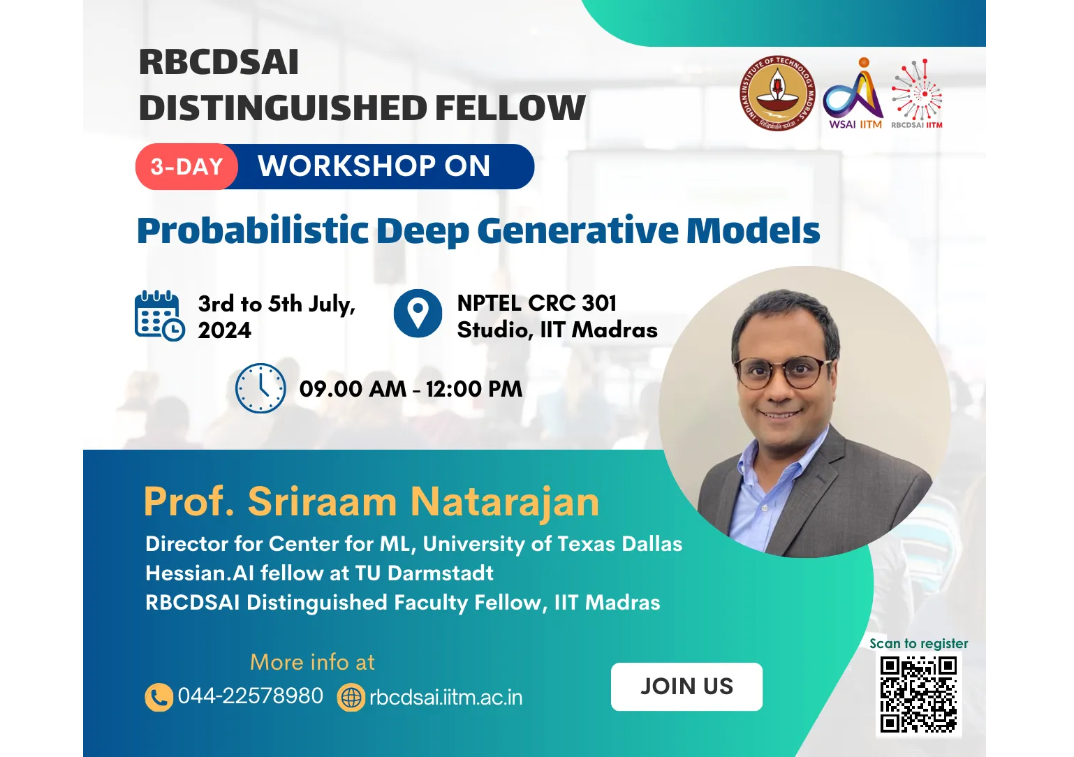 RBCDSAI Distinguished Fellow 3-Day Workshop on Probabilistic Deep Generative Models by Prof. Sriraam Natarajan