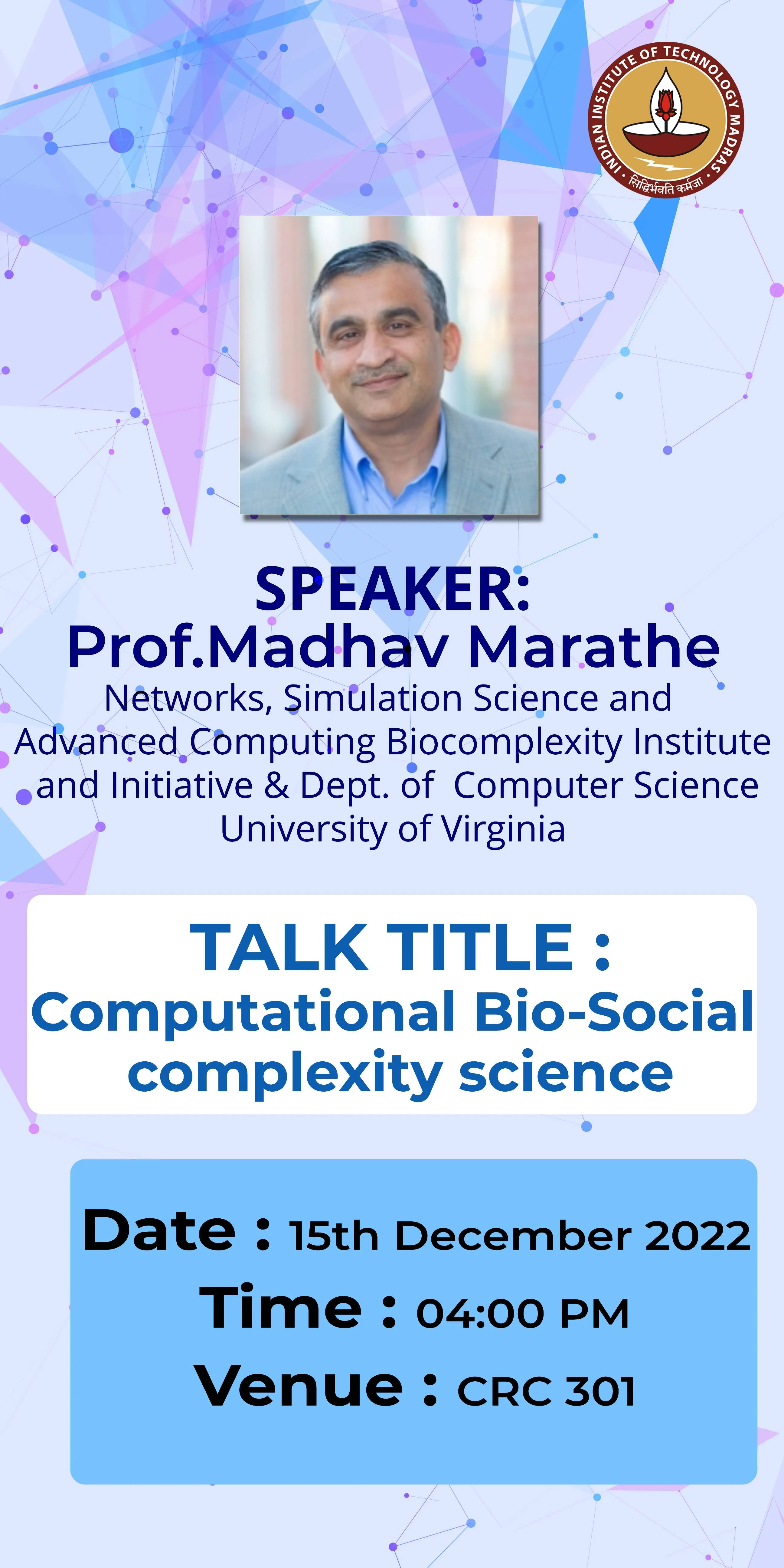RBCDSAI Seminar - Prof Madhav Marathe